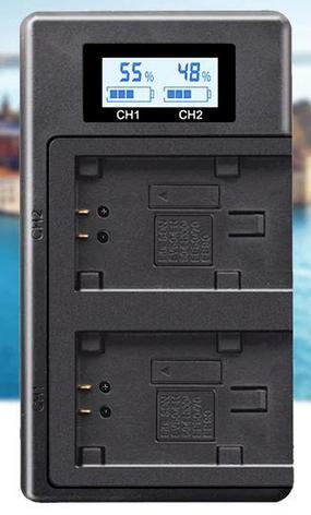 USB двойное зарядное устройство с дисплеем для аккумулятора Sony NP-FV100, фото 2