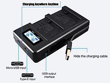 USB двойное зарядное устройство с дисплеем для аккумулятора Sony NP-FV100, фото 3