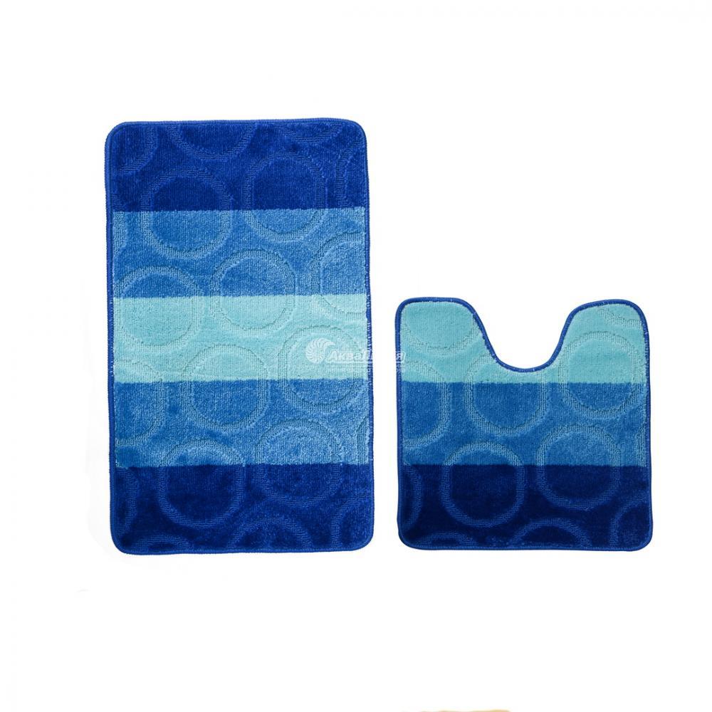 Набор ковриков ванна/туалет, Полоска круги синий 45*45, 45*75 Twist (Аквалиния, Россия), фото 1