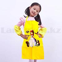 Детский фартук для творчества с манжетами с передними карманами Принцесса София (Sofia) желтый