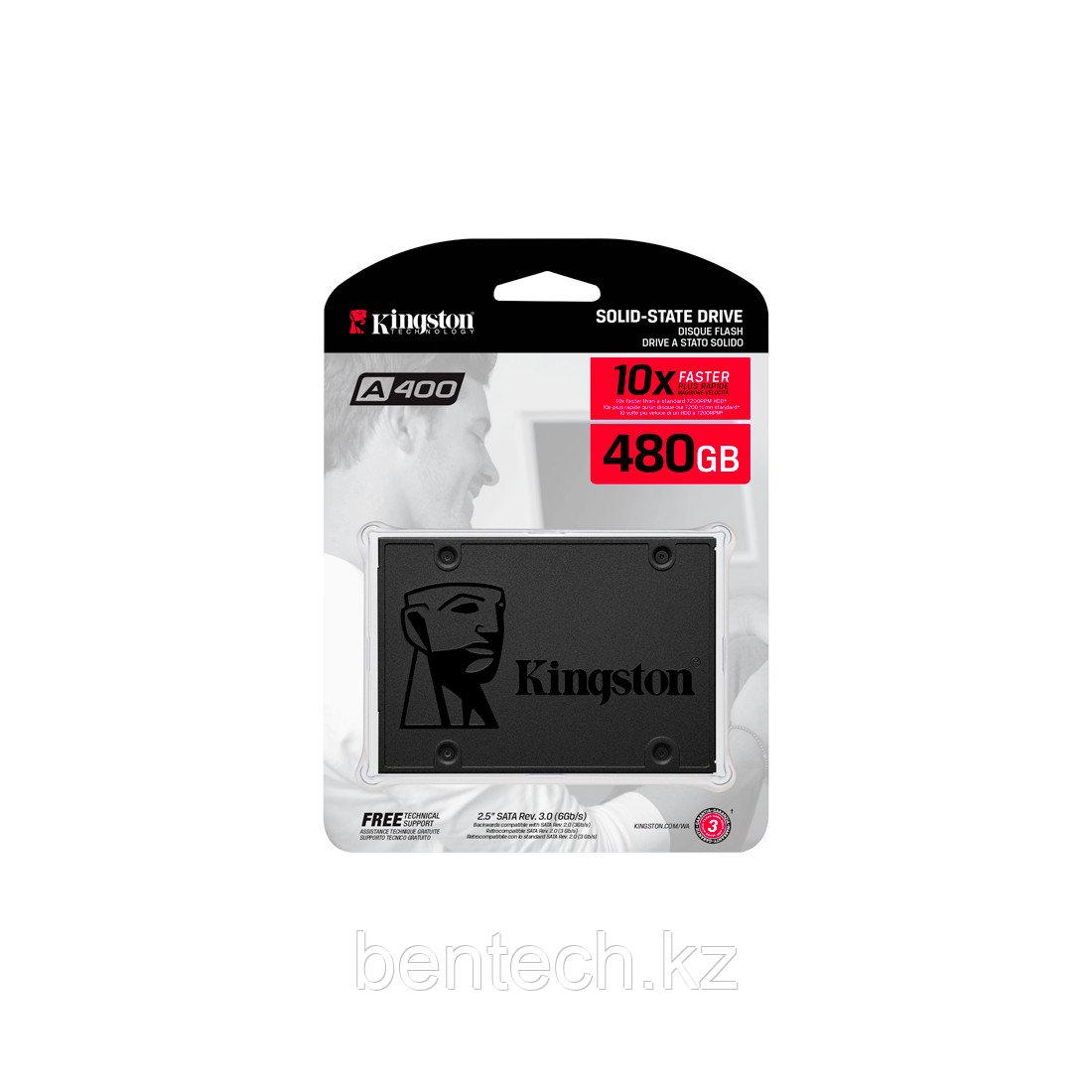 SSD 480GB Kingston A400 SA400S37 [480 ГБ, 2.5" SATA III, чтение: 500 МБ/с, запись: 450 МБ/с, TLC]