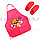 Детский фартук для творчества с манжетами с передними карманами Совы розовый, фото 3
