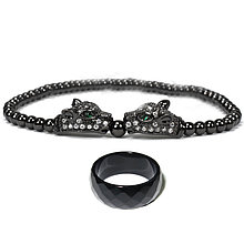 Комплект украшений  "Черная пантера" браслет+кольцо