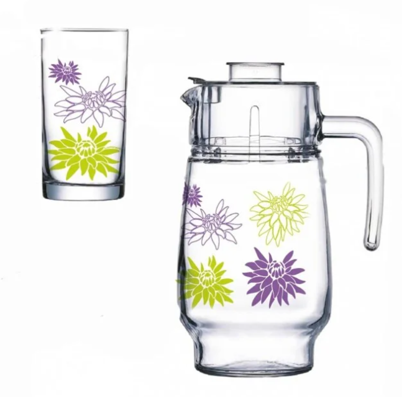 Графин со стаканами WALL FLOWER GREEN 7пр. (LUMINARC, Франция), фото 1