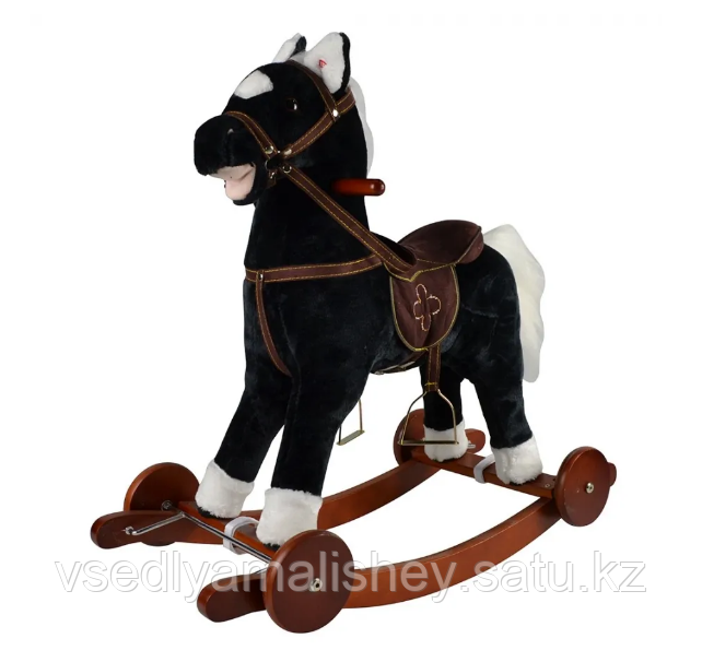 Качалка-лошадка Pituso с колёсами Чёрный