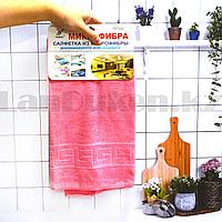 Кухонные полотенца универсальная из микрофибры антибактериальная гипоаллергенная 35х75 см розовая