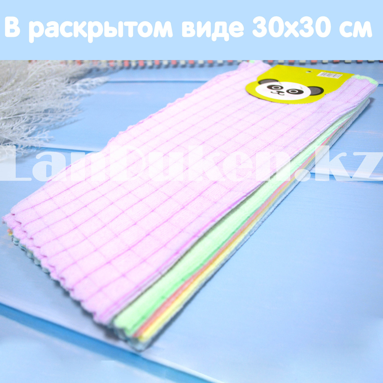 Набор кухонных полотенец 5 в 1 микрофибра в клетку 30х30 см в ассортименте - фото 2 - id-p94467549