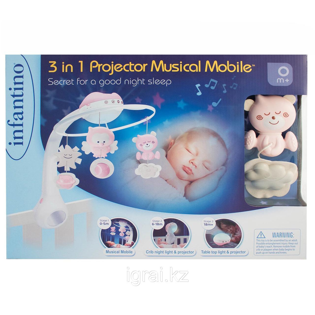 Infantino 4914 Музыкальный мобиль-проектор (розовый) 3в1 - фото 5 - id-p94471102