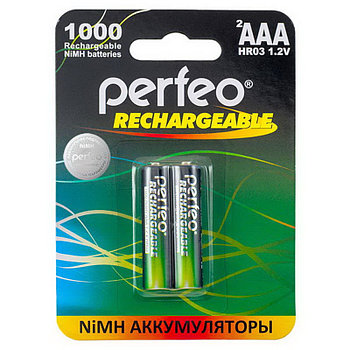 Аккумулятор Perfeo_HR03/AAA 1000maH Ni-Mh BL2,  1,2В. блистер, цена за 1 штуку