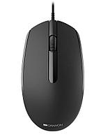 Мышь Canyon Wired optical mouse with 3 buttons, DPI 1000, with 1.5M USB cable, black, 65*115*40mm