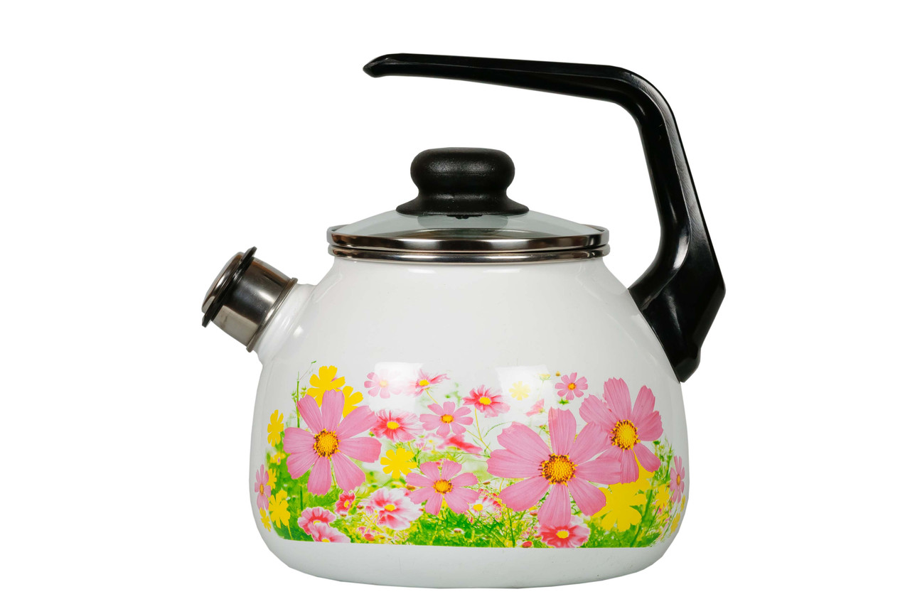Чайник со свистком 3л "Verano" бел. (Сталь Эмаль, Россия), фото 1