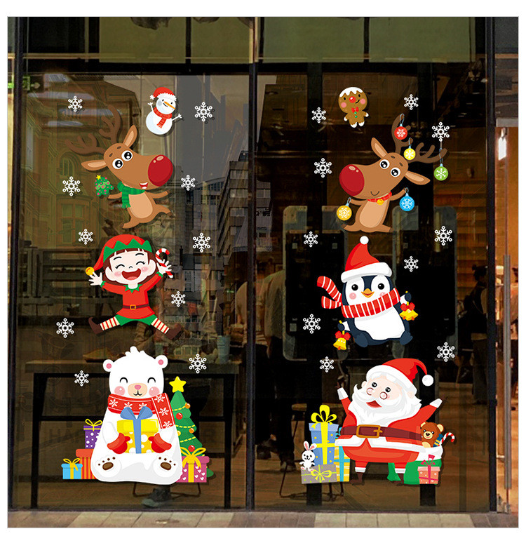 Наклейка на окно "Дед Мороз, Снеговик и друзья"