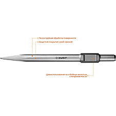 Зубило пикообразное 400 мм HEX 30, ЗУБР БУРАН, фото 3