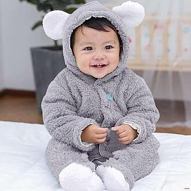 Детский плюшевый комбинезон Мишка для новорожденных серый