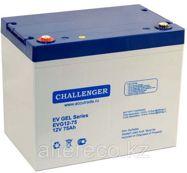 Тяговый аккумулятор Challenger EVG12-75 (12В, 75Ач) - фото 1 - id-p94482243