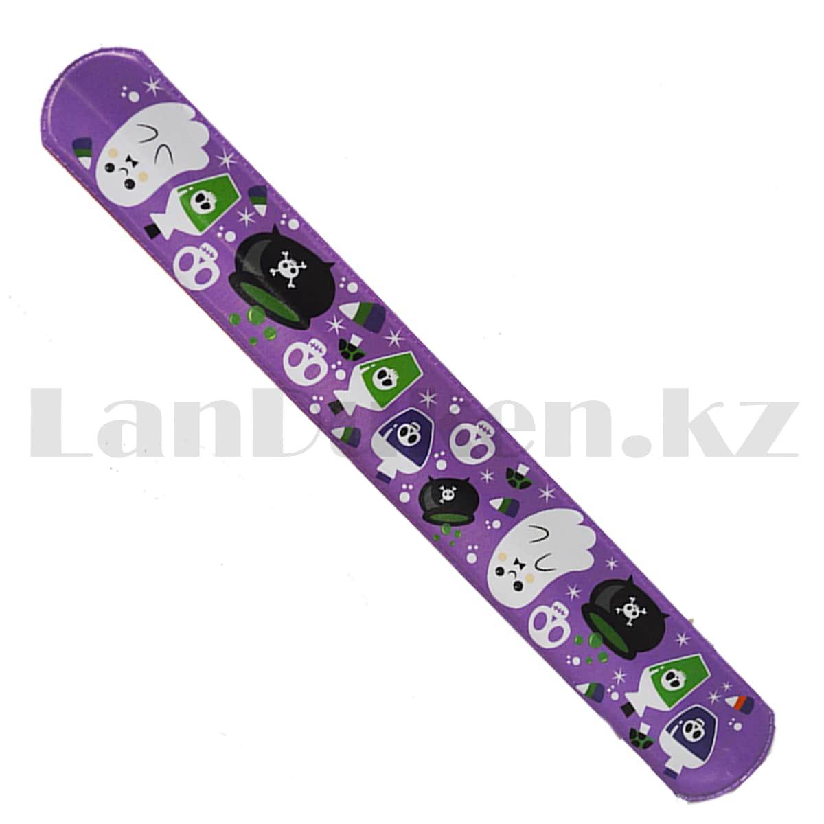 Браслет слэп самофиксирующийся с рисунком Хэллоуин фиолетовый - фото 7 - id-p94482644