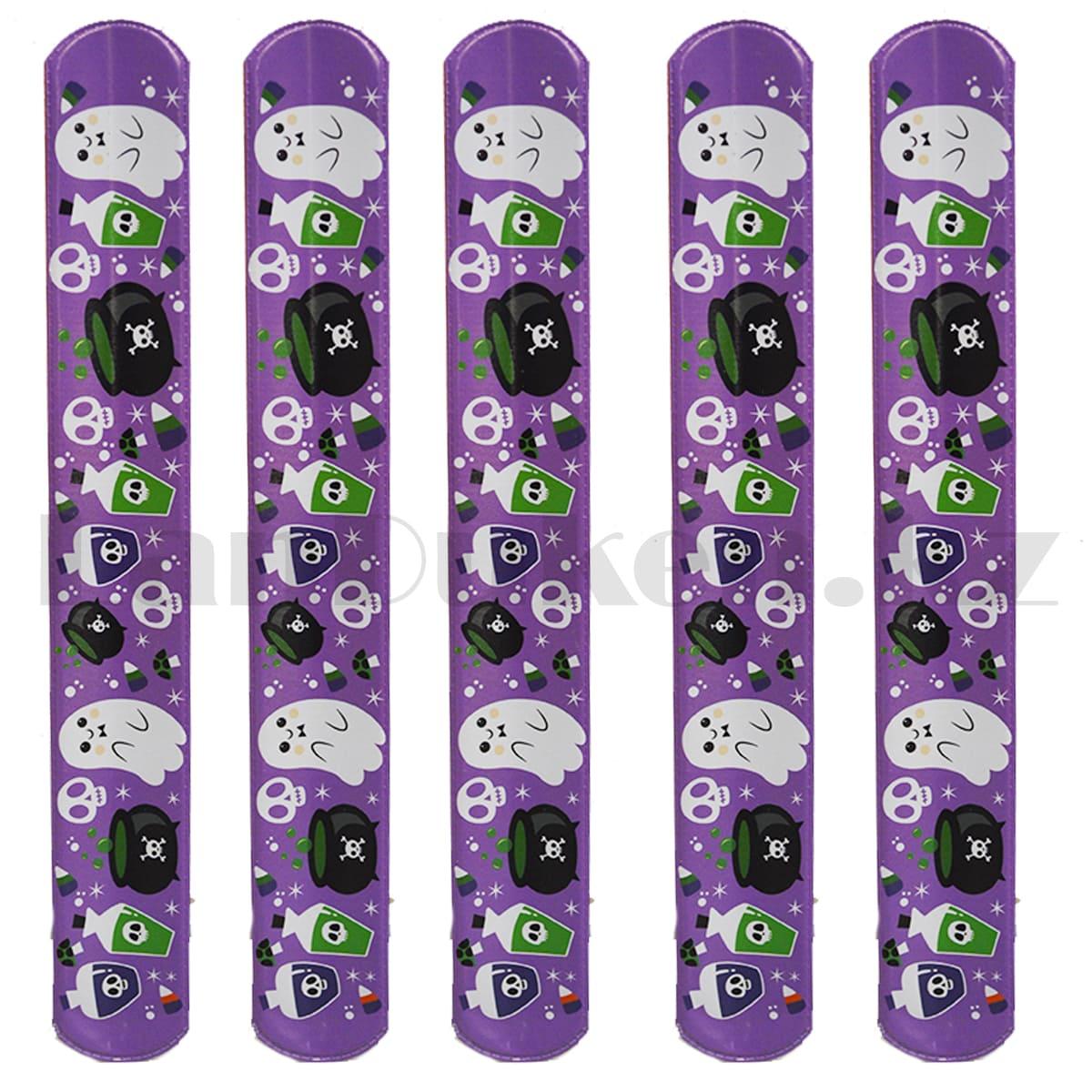 Браслет слэп самофиксирующийся с рисунком Хэллоуин фиолетовый - фото 6 - id-p94482644