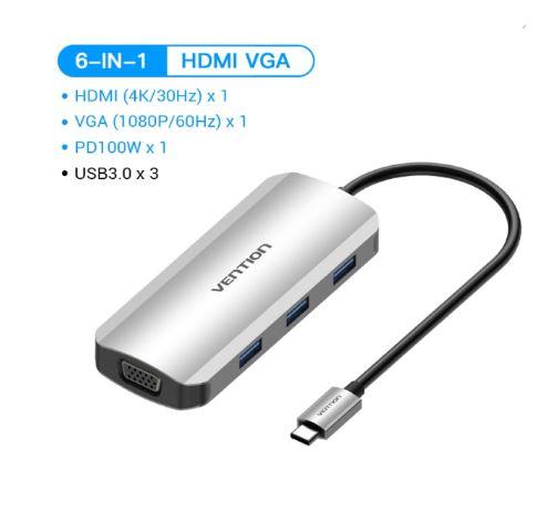 Thunderbolt/Type-C док-станция. 1*VGA, 1*HDMI, 3*USB 3.0 +PD(100W)