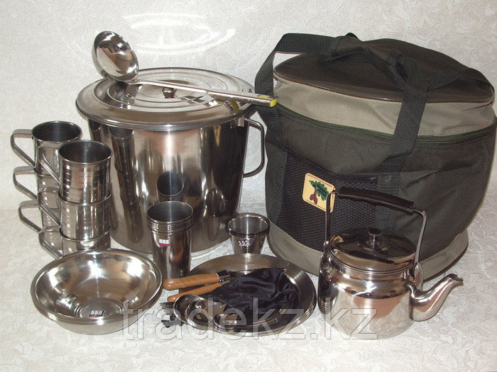 Набор туристической посуды, сумка на 6 персон Отдых (с чайником), (Пикник по-русски)