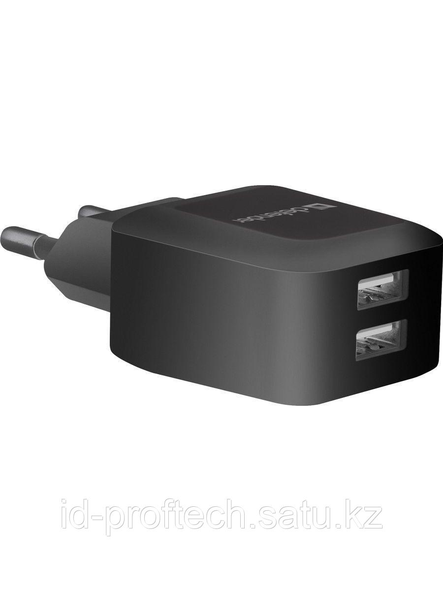 Зарядное устройство сетевое Defender EPA-13, 2xUSB, 5V-2.1А, черный