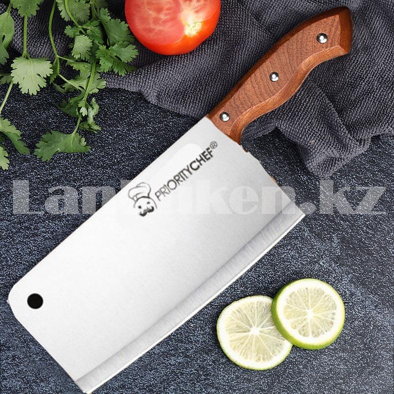 Нож топорик из нержавеющей стали с деревянной рукояткой PriorityChef 28 см