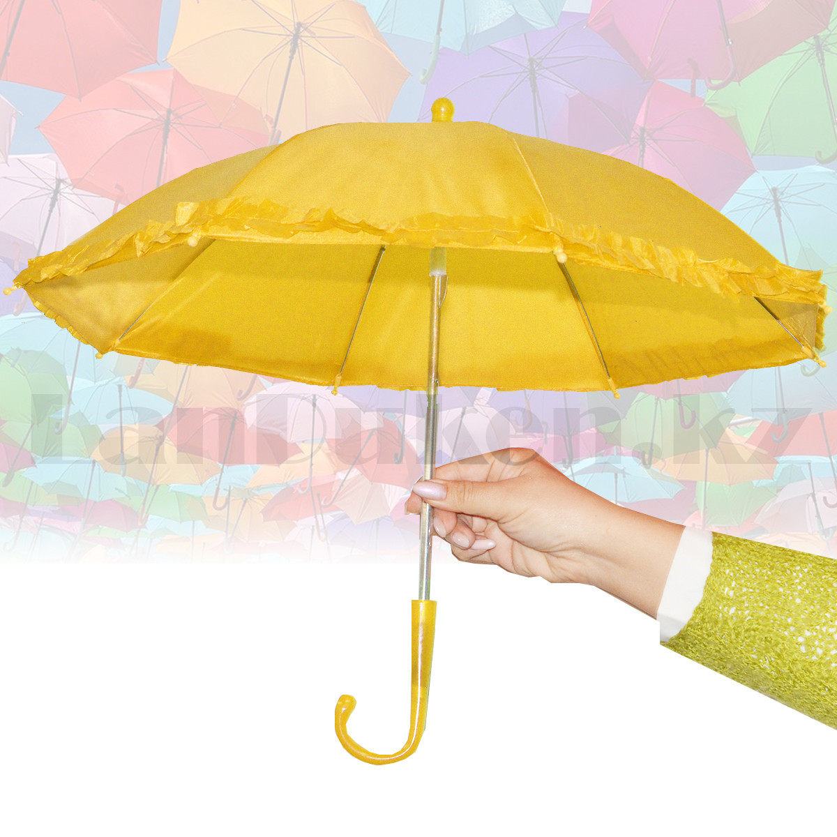 Зонтик для декора маленький 42 см желтый - фото 1 - id-p94499912