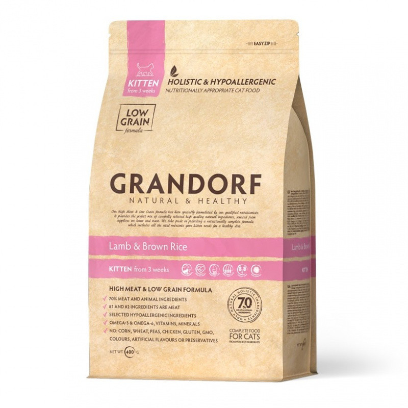Grandorf Сухой корм для котят, Ягнёнок и рис, 400 гр