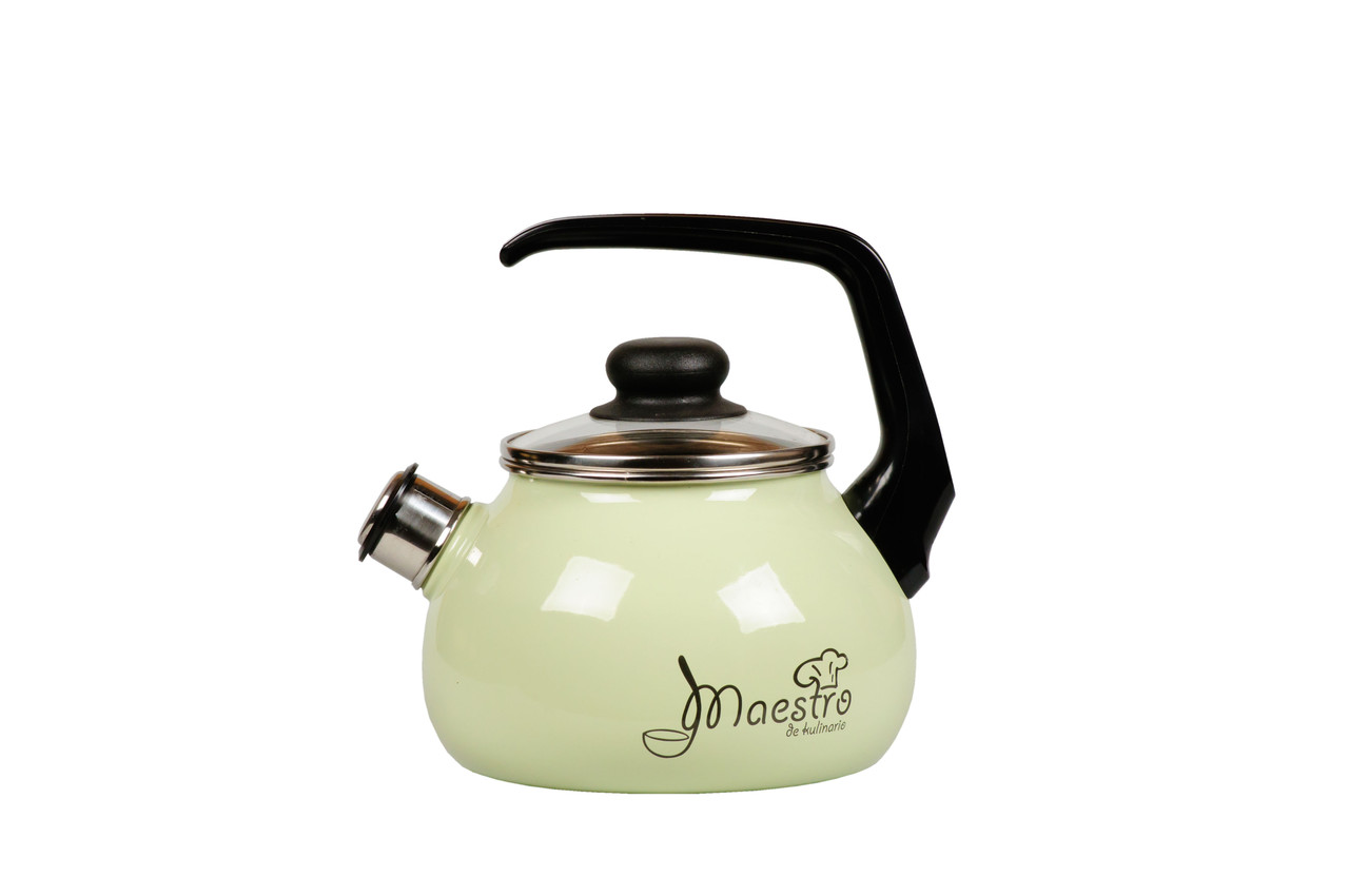 Чайник со свистком 2л "Maestro" салат. (Сталь Эмаль, Россия), фото 1