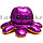 Мягкая игрушка перевертыш с улыбающимся и хмурящимся лицом осьминог бронзовы фиолетовый металлическим отливом, фото 6