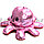 Мягкая игрушка перевертыш с улыбающимся и хмурящимся лицом осьминог розовый и красный с металлическим отливом, фото 7