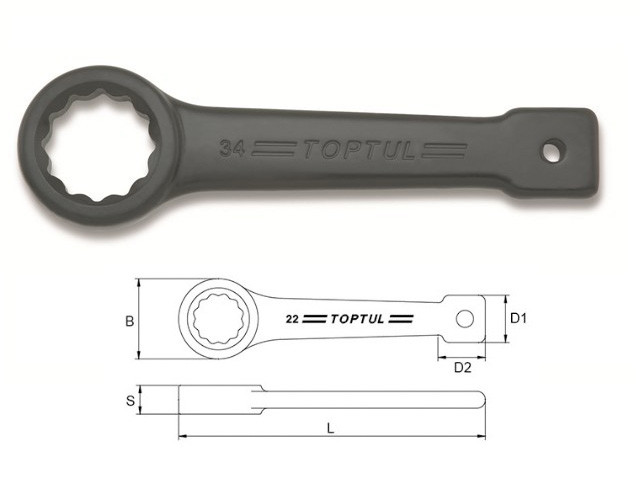 Ключ ударно-силовой накидной упорный 90мм TOPTUL (TOPTUL) - фото 1 - id-p94504638