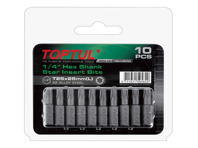 Насадка TORX T27*25 1/4" 10шт блистер TOPTUL (TOPTUL) - фото 1 - id-p94513351