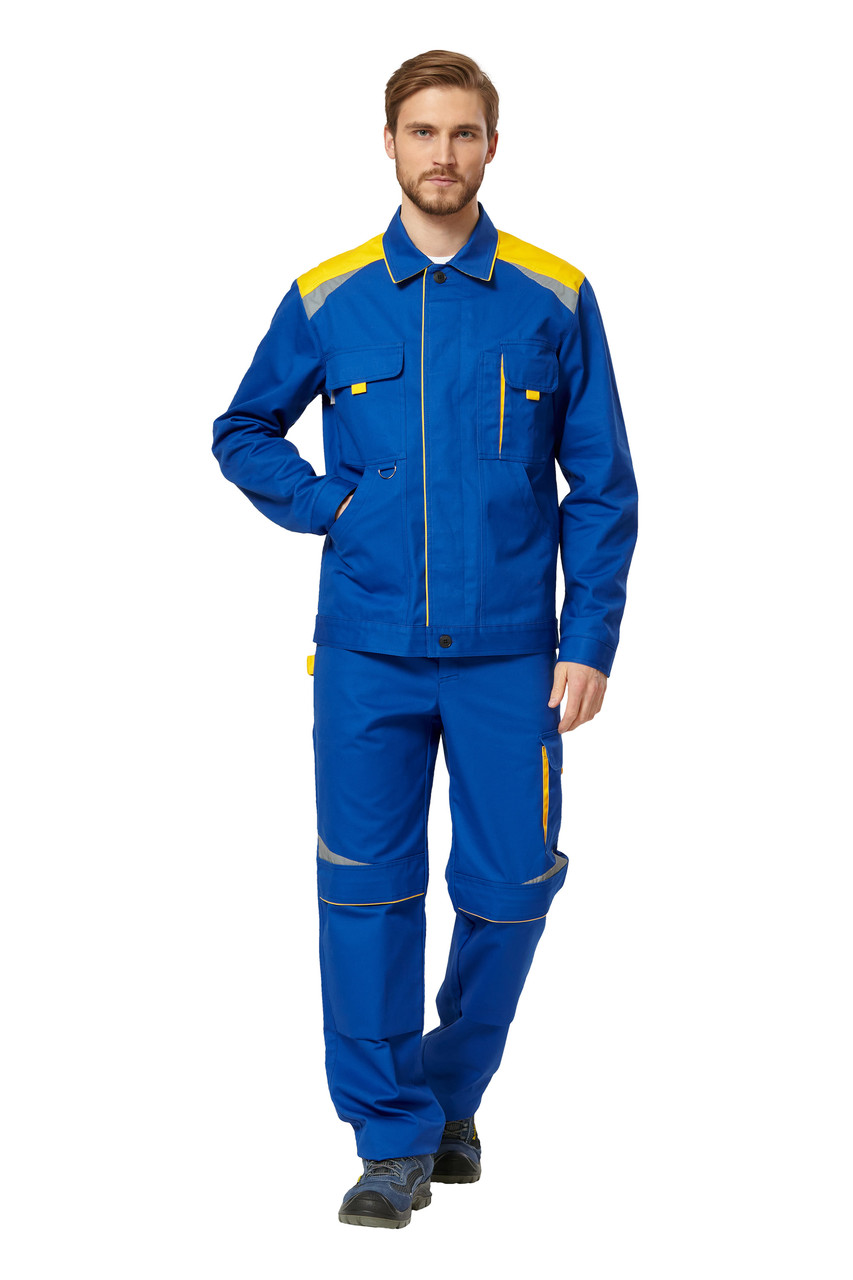 Куртка рабочая мужская летняя "Алатау" цвет васильковый/желтый - фото 1 - id-p94515095