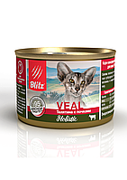 Влажный корм для кошек Blitz Veal телятина с почками