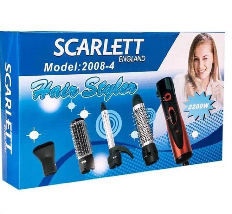 Фен-щетка для волос Scarlett 2008-4 насадки.