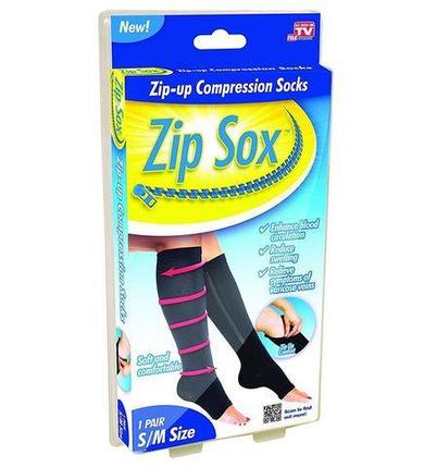 Лечебные компрессионные гольфы на молнии от варикоза Zip Sox (S-M / Черный), фото 2