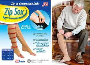 Лечебные компрессионные гольфы на молнии от варикоза Zip Sox (S-M / Черный), фото 3