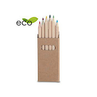 Набор цветных карандашей GIRLS (6шт.), 4,5 x 9 x 0,8 см, дерево, картон, бежевый, , 348585