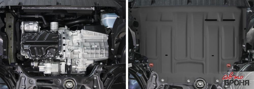 Защита картера + КПП, АвтоБРОНЯ, Сталь, Volkswagen Tiguan 2017-2020, фото 3