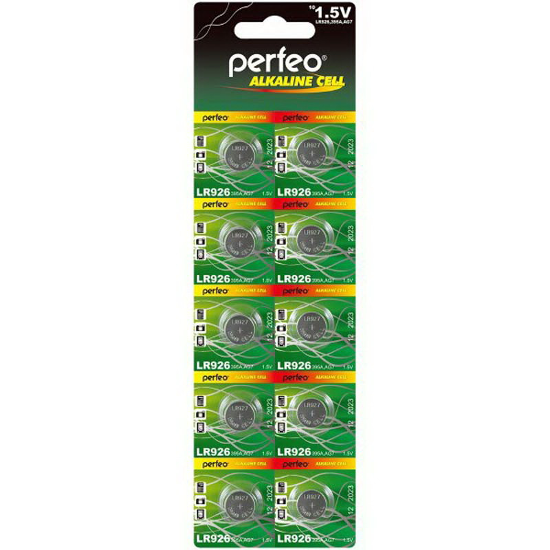 Батарейка алкалиновая Perfeo Alkaline Cell, AG 7(LR926/395A)-BL10, 1.5В, блистер, цена за 1 шт.