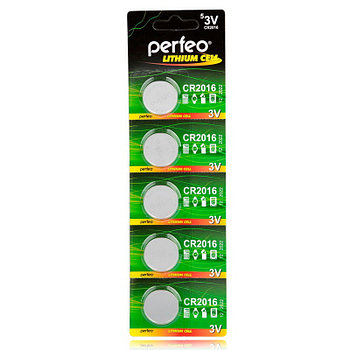 Батарейка литиевая Perfeo Lithium Cell, CR2016-BL5, 3В, блистер, цена за 1 шт.