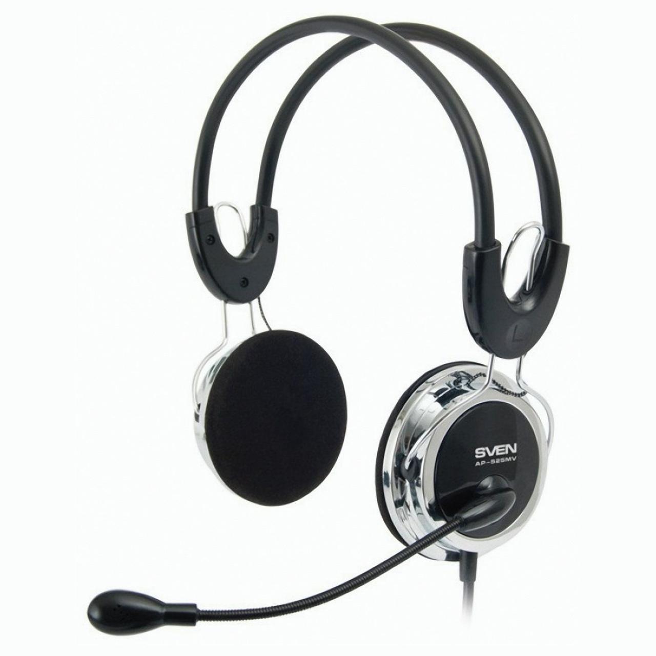 Гарнитура SVEN AP-525MV, 20Hz-20kHz, 32 Om, 106dB, mic 20Hz-16kHz, 2.2m, Black, фото 1