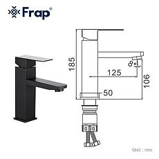 Смеситель для раковины нержавеющая сталь черный FRAP F10802-6, фото 3