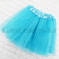 Юбка пачка детская для танцев 30 см голубая