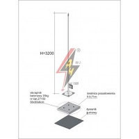 Вольностоящая мачта стальная (горячего оцинкования) для молниеуловителей на подставках H=3700 mm, расстояние до 13 m, составная, тренога, утяжители