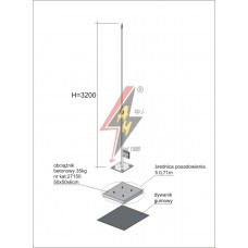 Вольностоящая мачта стальная (горячего оцинкования) для молниеуловителей на подставках H=3700 mm, расстояние до 13 m, составная, тренога, утяжители - фото 1 - id-p35075092