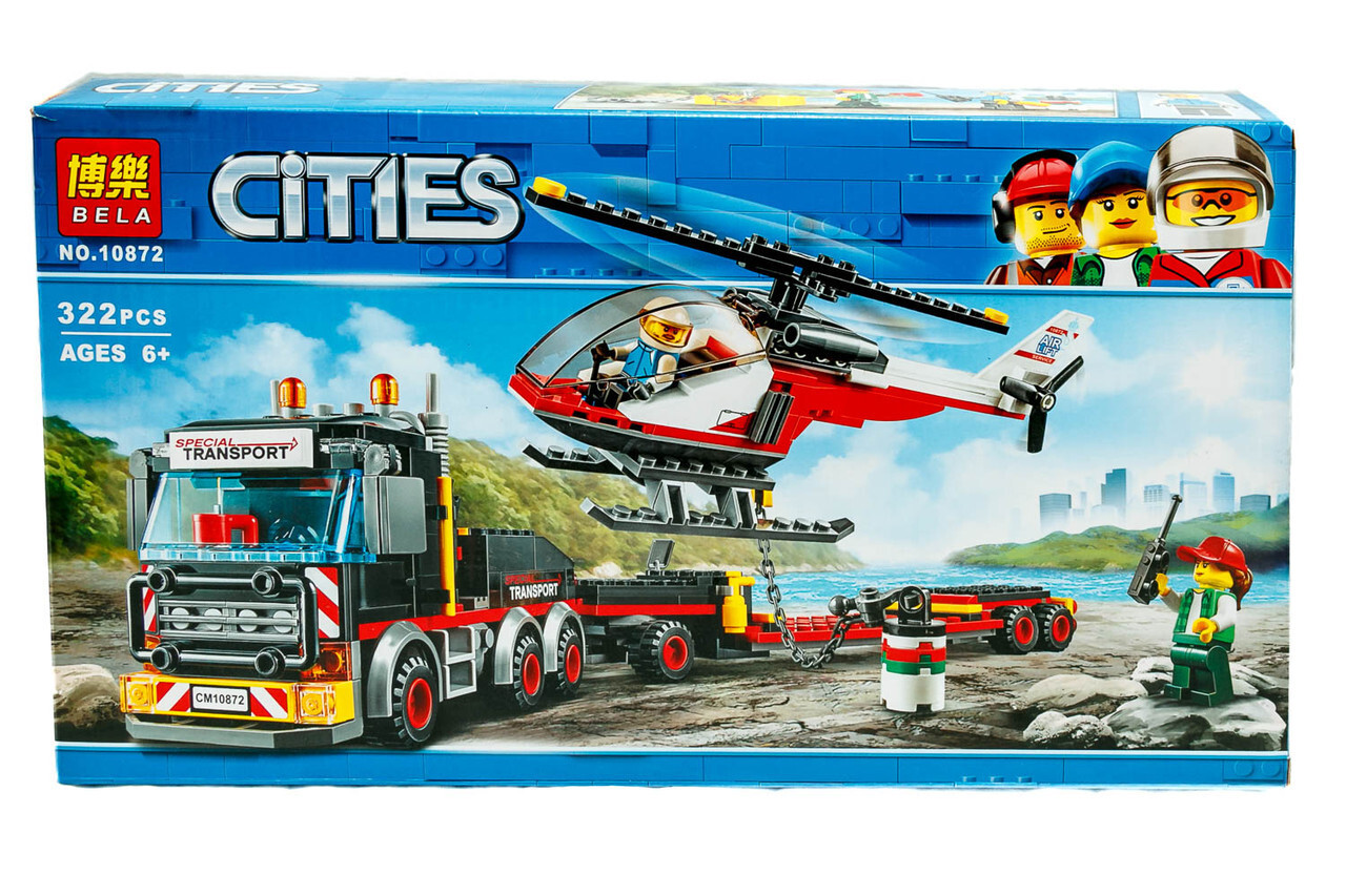Bela Cities 10872 Конструктор Перевозчик вертолета, 322 деталей (Аналог LEGO 60183)