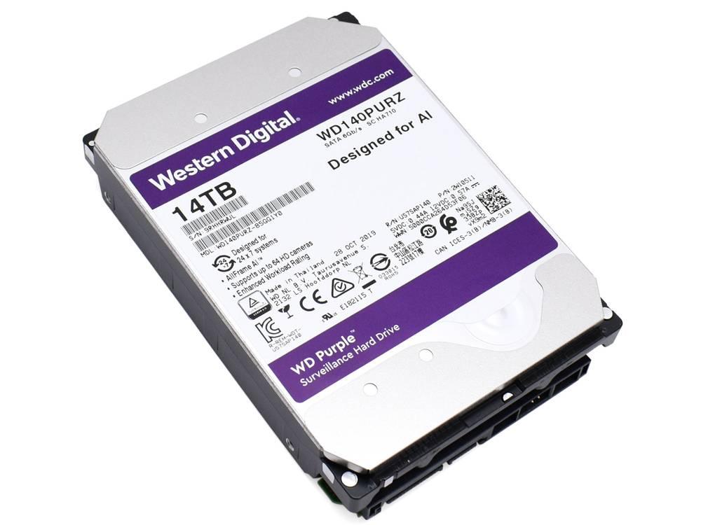 Жесткий диск для видеонаблюдения HDD 14Tb Western Digital Purple WD140PURZ SATA 6Gb/s 512Mb 3,5" 7200rpm - фото 1 - id-p94550424