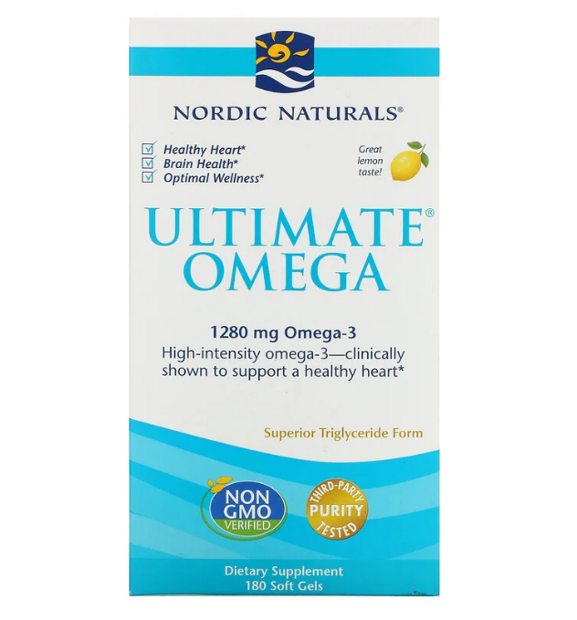 Nordic Naturals, Ultimate Omega, со вкусом лимона, 1280 мг, 180 капсул