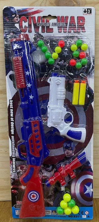9311-9A Civil war captain america Венчестер+пистолет+пульки на картоне 52*21см